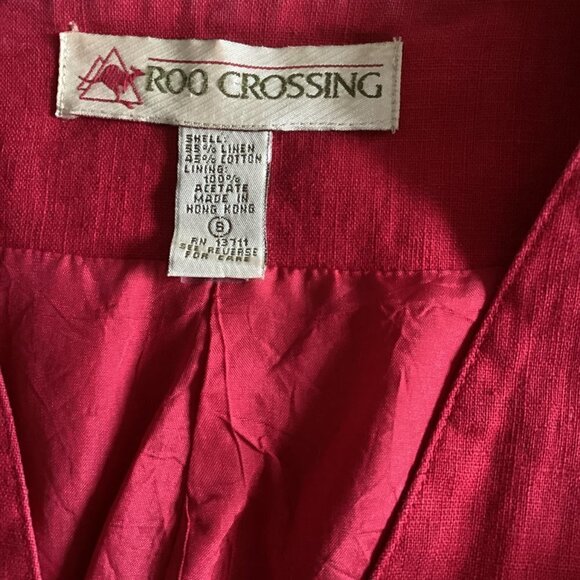 VTG Roo Crossing Linen Cotton Vest Top Sz S Red 25Q - Picture 8 of 9